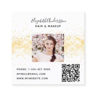 White gold glitter photo qr code square