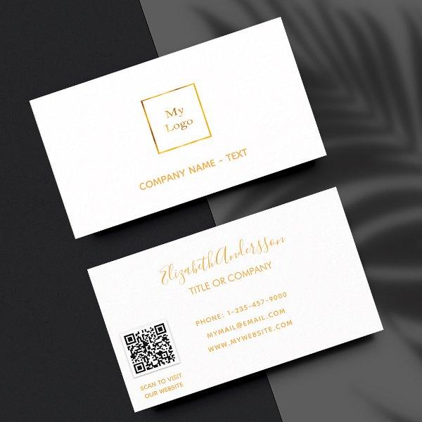 White gold minimalist elegant QR code logo