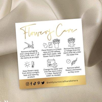 White & Gold Script Logo Fresh Flowers Care Guide Square