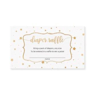 White gold star confetti diaper raffle ticket