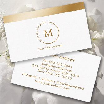 White Gold Stripe Monogramm Circle