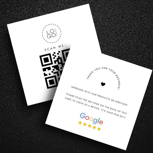 White Google Reviews Custom Business Logo QR Code Square
