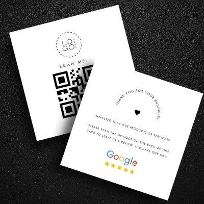 White Google Reviews Custom Business Logo QR Code Square