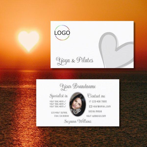White Gorgeous Gray Heart with Logo and Photo Cute