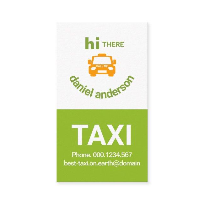 White Green Box Smiling Taxi Face Cab Driver