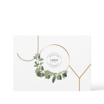 White Green Gold Joy Custom Business Logo Holiday