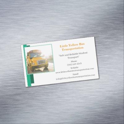 White Green Yellow School Bus Driver   Magnet