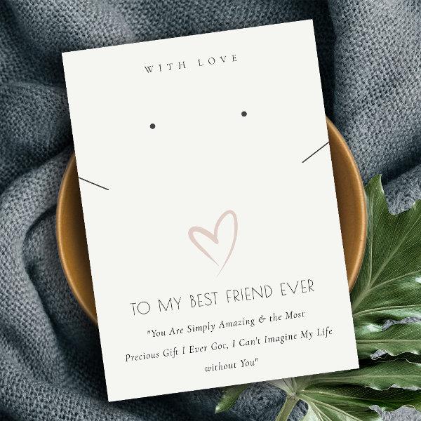WHITE HEART BEST FRIEND GIFT NECKLACE EARRING PLACE CARD