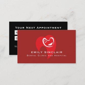 White Hearted Tooth Logo, Dentist Appointment