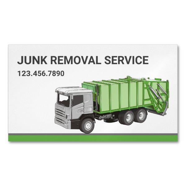 White Junk Removal Service Garbage Truck  Magnet