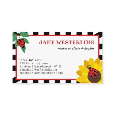 White Ladybugs & Sunflower Mom Calling Card