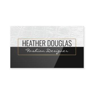White Leather | Black High Gloss