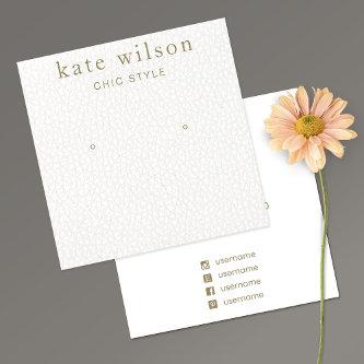 White Leather (image) Stud Earring Display Card