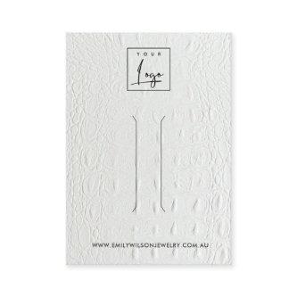 WHITE LEATHER TEXTURE HAIR CLIP DISPLAY CARD