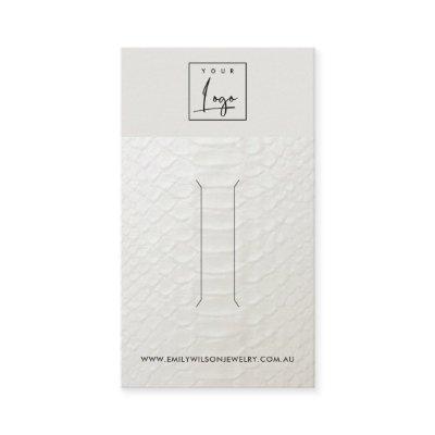 WHITE LEATHER TEXTURE HAIR CLIP DISPLAY CARD