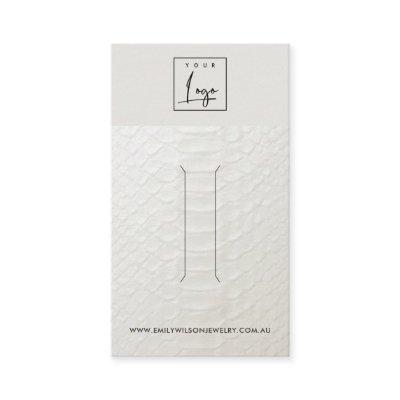 WHITE LEATHER TEXTURE HAIR CLIP DISPLAY CARD