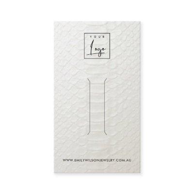 WHITE LEATHER TEXTURE HAIR CLIP DISPLAY CARD