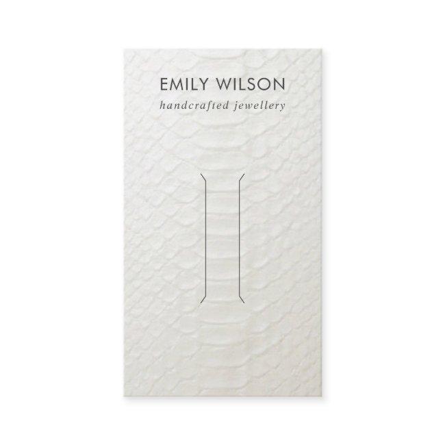 WHITE LEATHER TEXTURE HAIR CLIP DISPLAY CARD