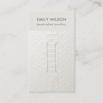 WHITE LEATHER TEXTURE HAIR CLIP DISPLAY CARD
