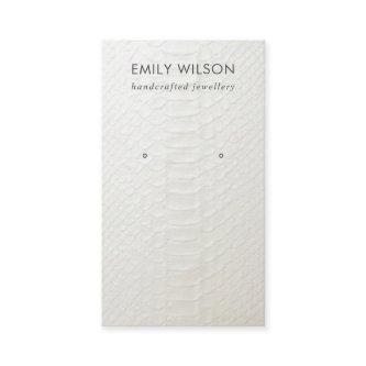 WHITE LEATHER TEXTURE STUD EARRING DISPLAY CARD