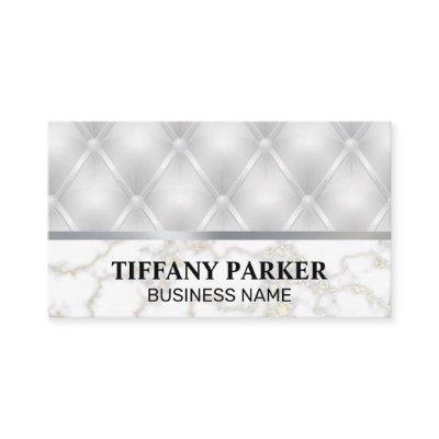 White Leather Upholster | Marble Metallic Trim