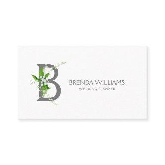 White lily bouquet floral monogram letter B