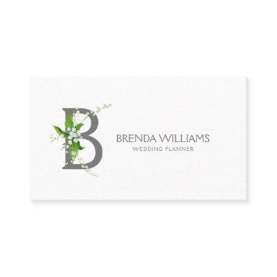 White lily bouquet floral monogram letter B