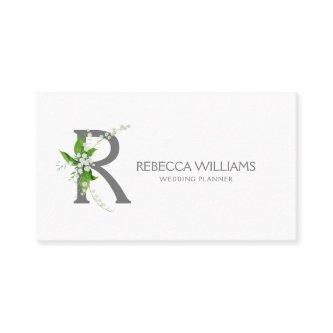 White lily bouquet floral monogram letter R