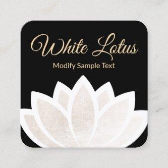 White Lotus Flower Black Square