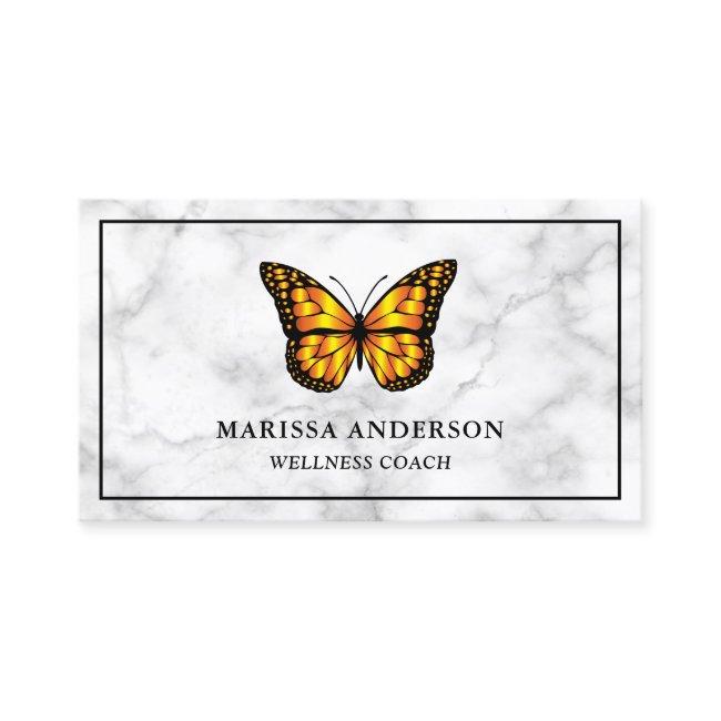 White Marble Elegant Orange Monarch Butterfly