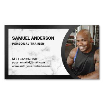 White Marble Fitness Personal Trainer Photo  Magnet