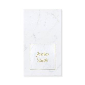 White Marble Gold Elegant Script Plain Luxurious