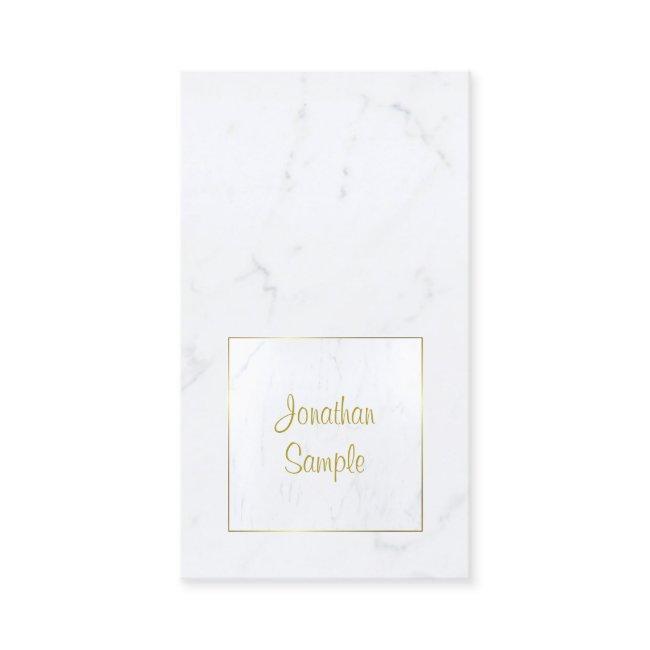 White Marble Gold Elegant Script Plain Luxurious