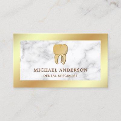 White Marble Gold Foil Dental Clinic Tooth Dentist