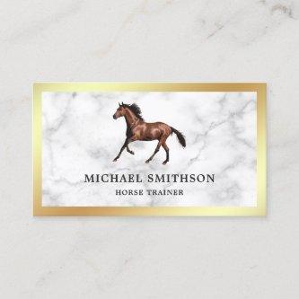 White Marble Gold Foil Horse Riding Instructor