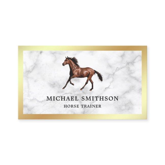 White Marble Gold Foil Horse Riding Instructor