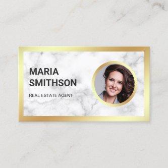 White Marble Gold Foil Photo Real Estate Agent