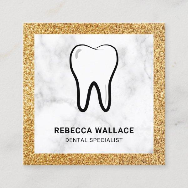 White Marble Gold Glitter Dental Clinic Dentist Square