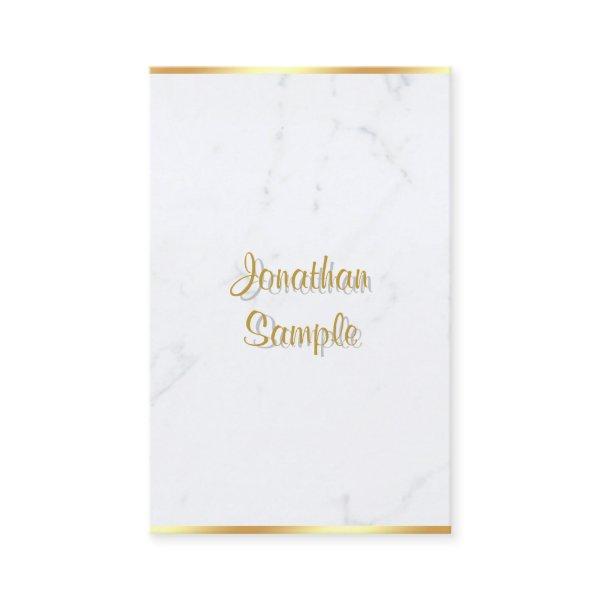 White Marble Gold Handwritten Script Chic Modern