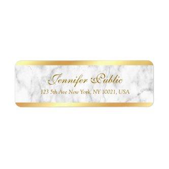 White Marble Gold Handwritten Script Text Elegant Label