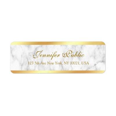 White Marble Gold Handwritten Script Text Elegant Label