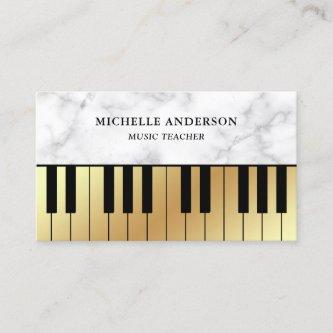 White Marble Gold Piano Keyboard Teacher Pianist
