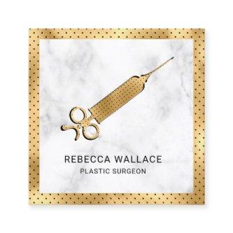 White Marble Gold Syringe Plastic Surgeon Doctor Square