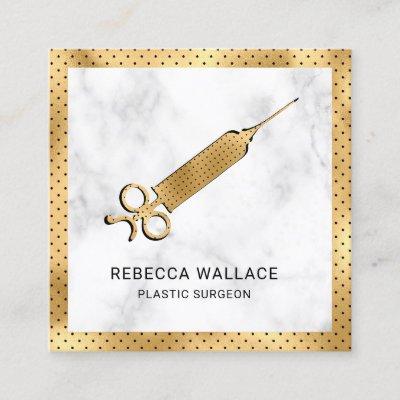 White Marble Gold Syringe Plastic Surgeon Doctor Square