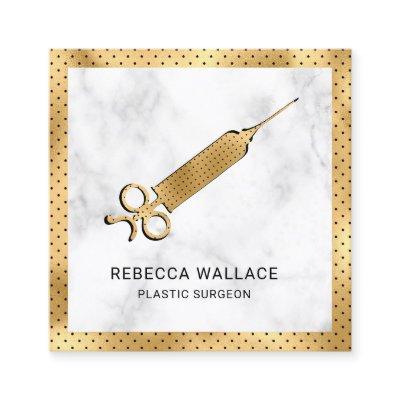 White Marble Gold Syringe Plastic Surgeon Doctor Square