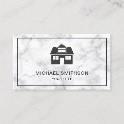 White Marble Home Icon Real Estate Agent