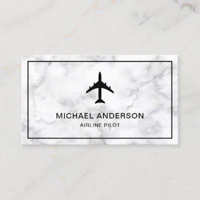White Marble Jet Aircraft Airplane Airline Pilot
