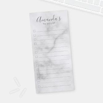 White Marble Modern Script To Do List Magnetic Notepad