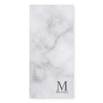White Marble Personalized Monogram and Name Magnetic Notepad