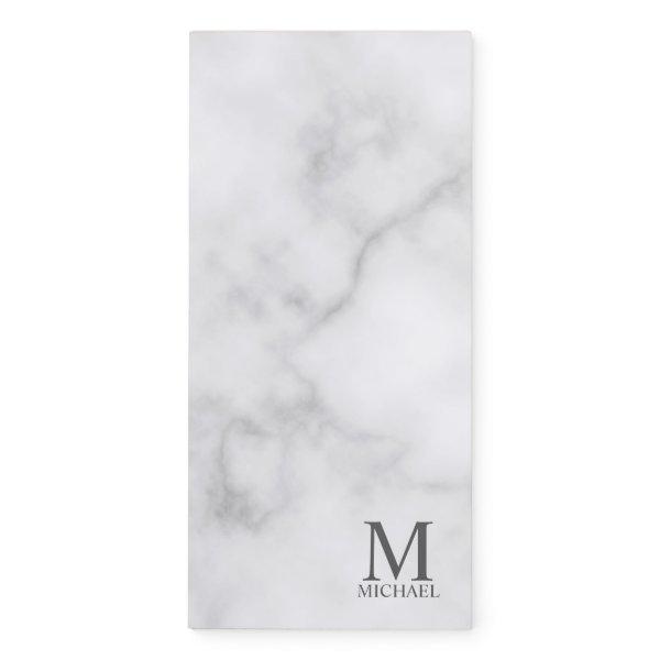 White Marble Personalized Monogram and Name Magnetic Notepad